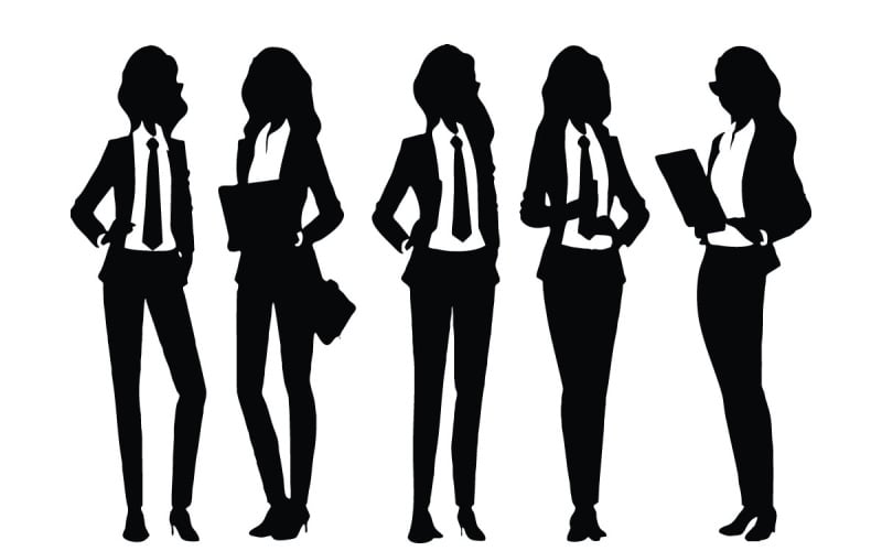 Female businessman silhouette bundle vector Illustration