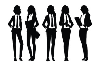 Female businessman silhouette bundle vector