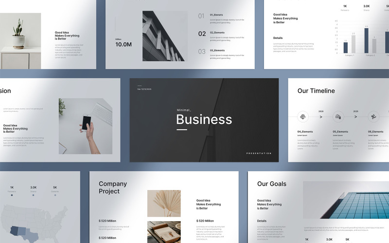 Minimal Business Presentation Template Layout PowerPoint Template