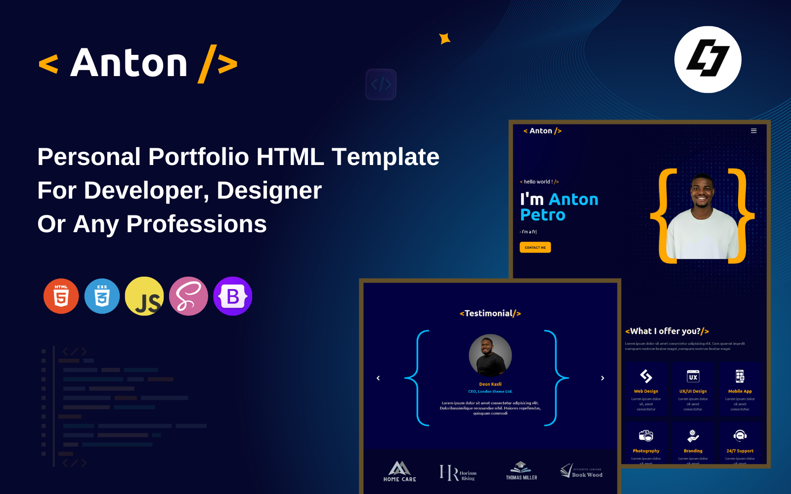 Anton - Versatile Portfolio HTML Template for Developers, Designers & Creative Professionals