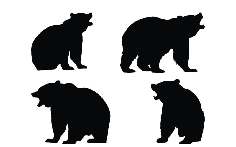 Bear roaring silhouette collection Illustration