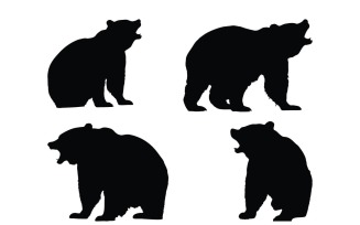 Bear roaring silhouette collection