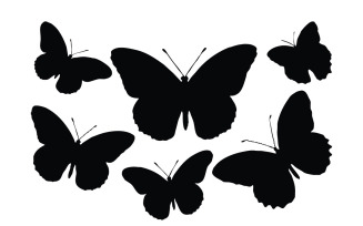 Butterfly and moth flying silhouette