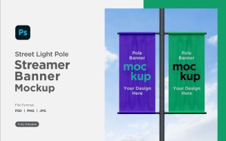 Double Pole Banner Mockup Front View V 07