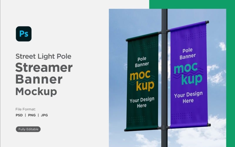 Double Pole Banner Mockup Side View V 08 Product Mockup