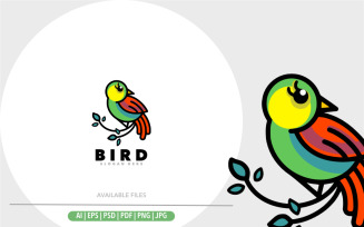 Bird cute cartoon logo template