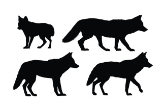 Coyote standing silhouette set vector