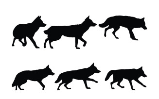 Coyote wolf walking silhouette bundle