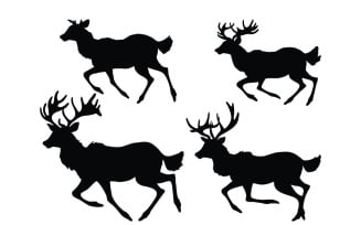 Deer running silhouette set vector