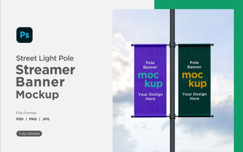 Double Pole Banner Mockup Front View V 37 Product Mockup