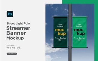Double Pole Banner Mockup Front View V 45