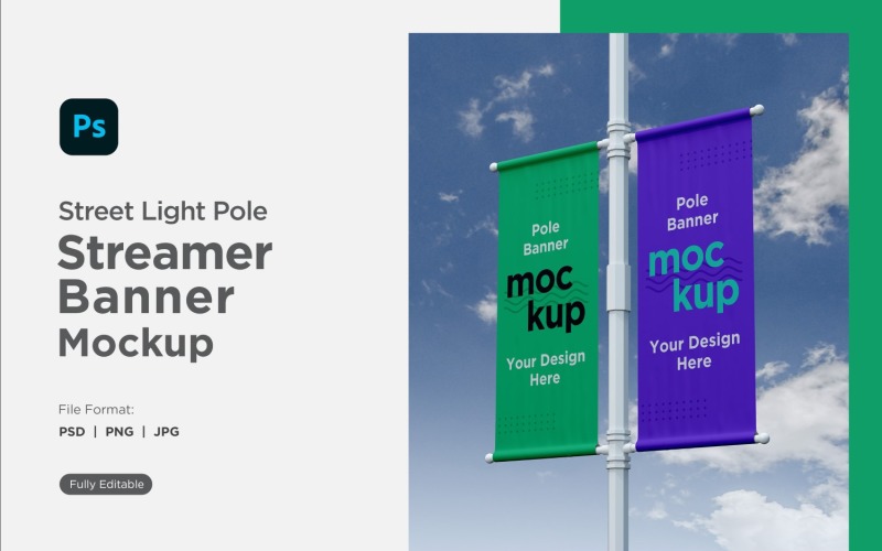 Double Pole Banner Mockup Side View V 34 Product Mockup