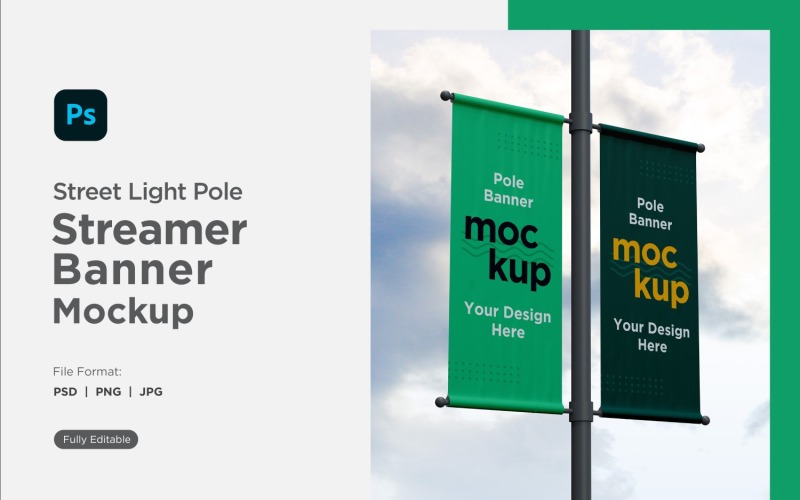 Double Pole Banner Mockup Side View V 38 Product Mockup