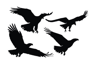 Eagle hunting silhouette set vector