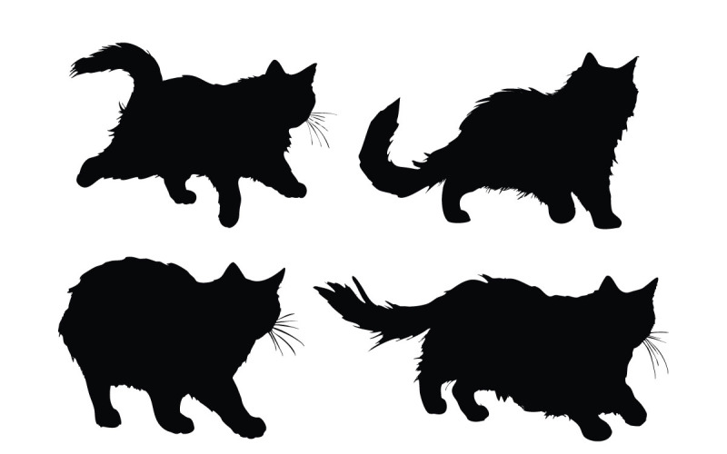 Feline playing silhouette design set Illustration