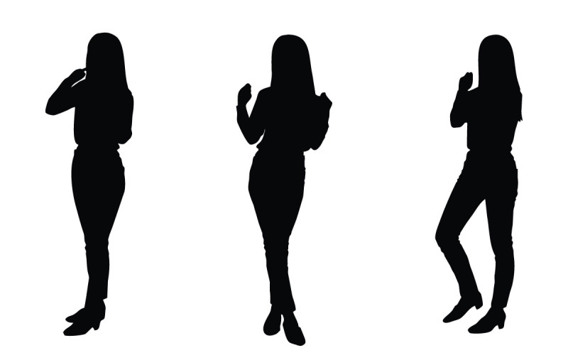 Female model and actor silhouette set Illustration