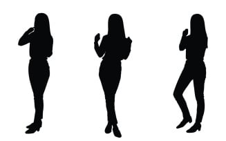 Female model and actor silhouette set