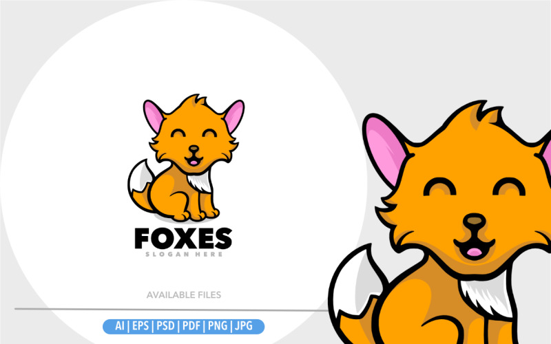 Fox baby cartoon mascot logo Logo Template