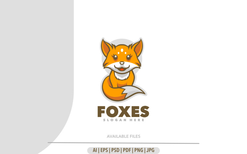 Fox cute cartoon logo template Logo Template