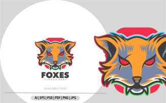 Fox mascot logo design template illustration