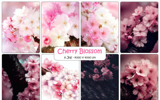 Realistic cherry blossom branch flower background