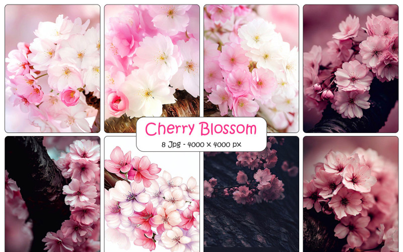 Realistic cherry blossom branch flower background Background