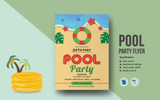 Summer Pool Party Invitation Flyer Template