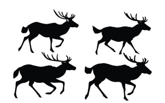 Wild deer running silhouette collection