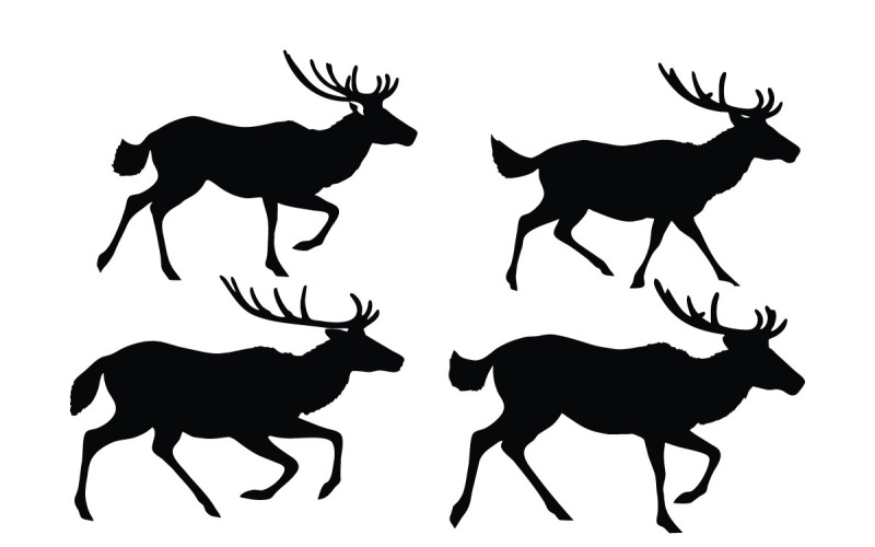 Wild deer running silhouette collection Illustration