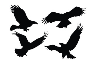 Wild eagle flying silhouette set vector