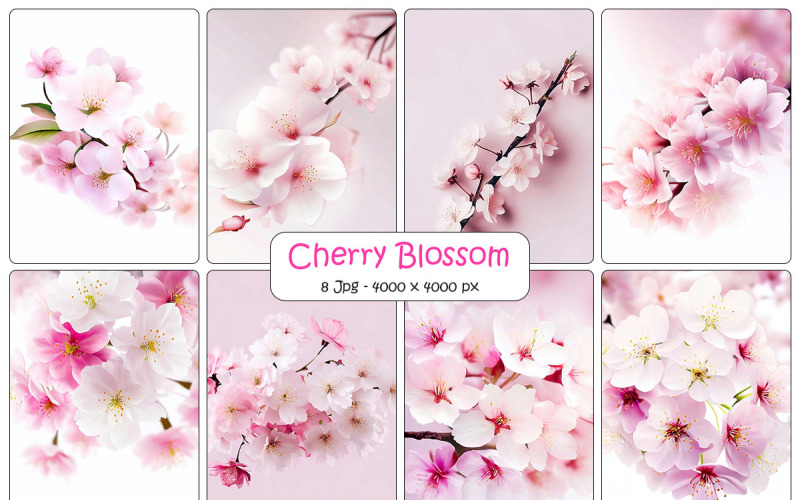 Beautiful cherry blossom background, sakura branch with pink flowers and petals Background