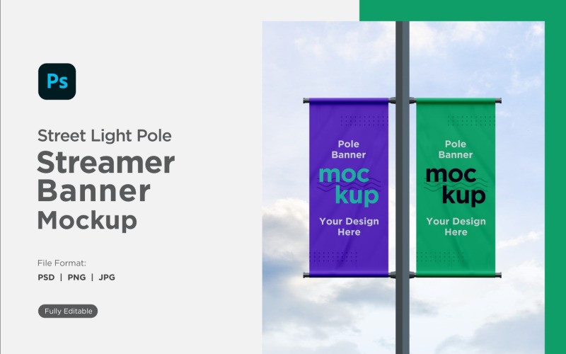 Double Pole Banner Mockup Front View V 61 Product Mockup