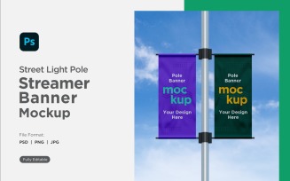 Double Pole Banner Mockup Front View V 69