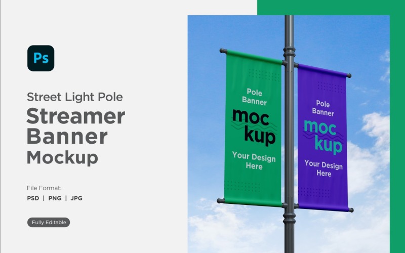 Double Pole Banner Mockup Side View V 54 Product Mockup