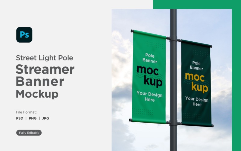 Double Pole Banner Mockup Side View V 86 Product Mockup