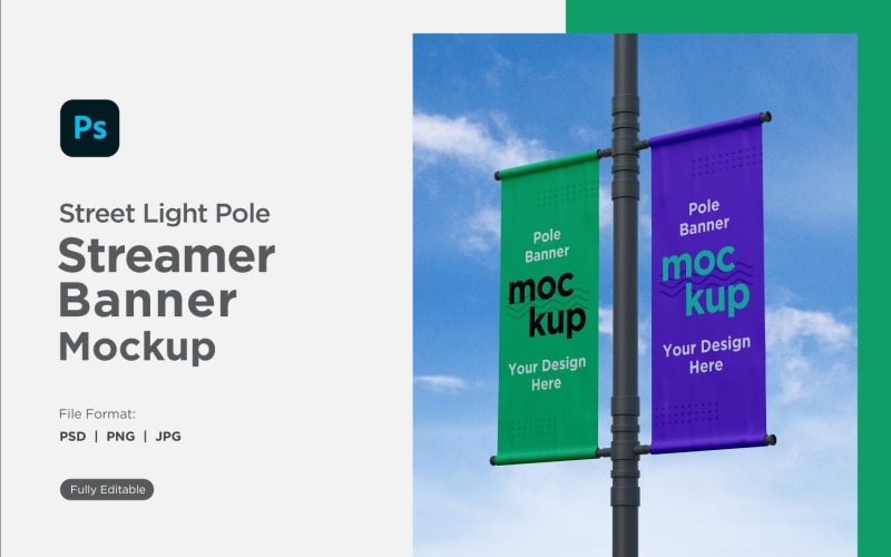 Double Pole Banner Mockup Side View V 90 Product Mockup