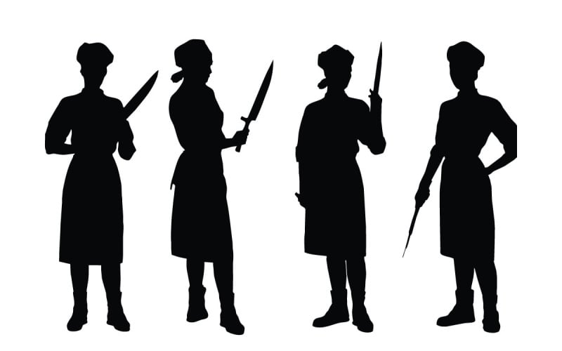 Female butcher and pirate silhouette Illustration