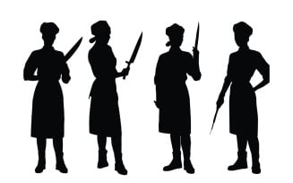 Female butcher and pirate silhouette