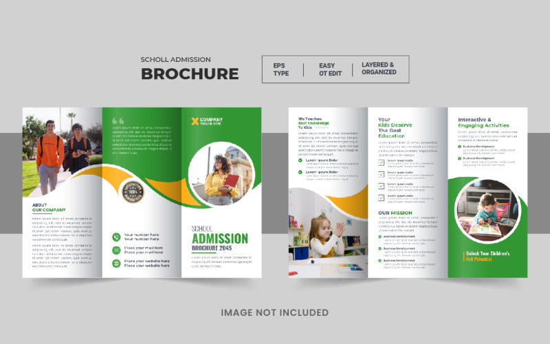 Kids Back To School Admission Trifold or Education Trifold Brochure design Template Corporate Identity
