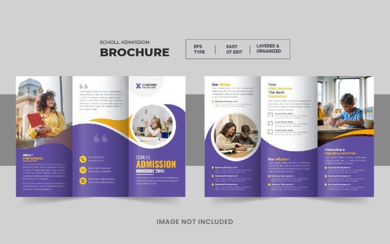Kids Back To School Admission Trifold or Education Trifold Brochure Template design Corporate Identity