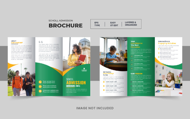 Kids Back To School Admission Trifold or Education Trifold Brochure Template Layout Corporate Identity