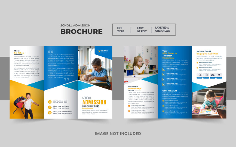 Kids Back To School Admission Trifold or Education Trifold Brochure Template Corporate Identity