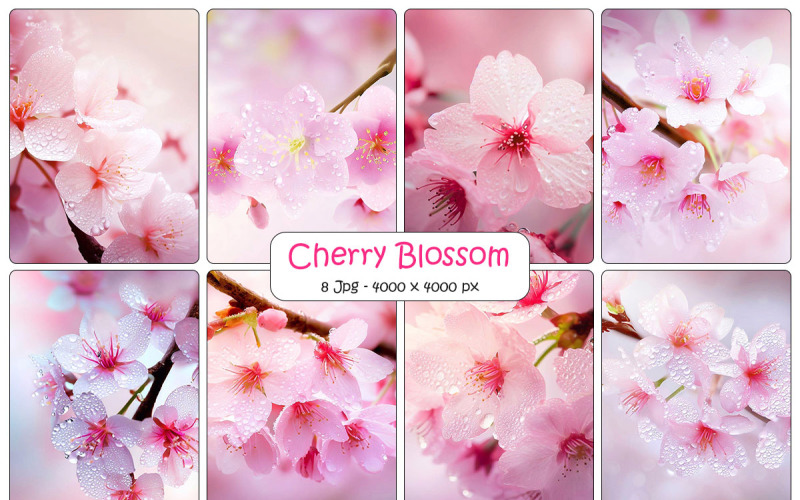 Sakura cherry blossom background, Realistic cherry blossom with pink sakura flower Background
