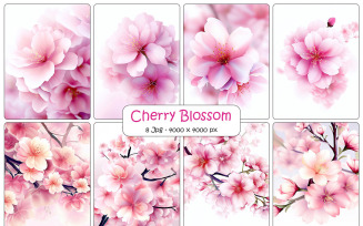 Beautiful cherry blossom background, Realistic japanese sakura branch with pink flowers