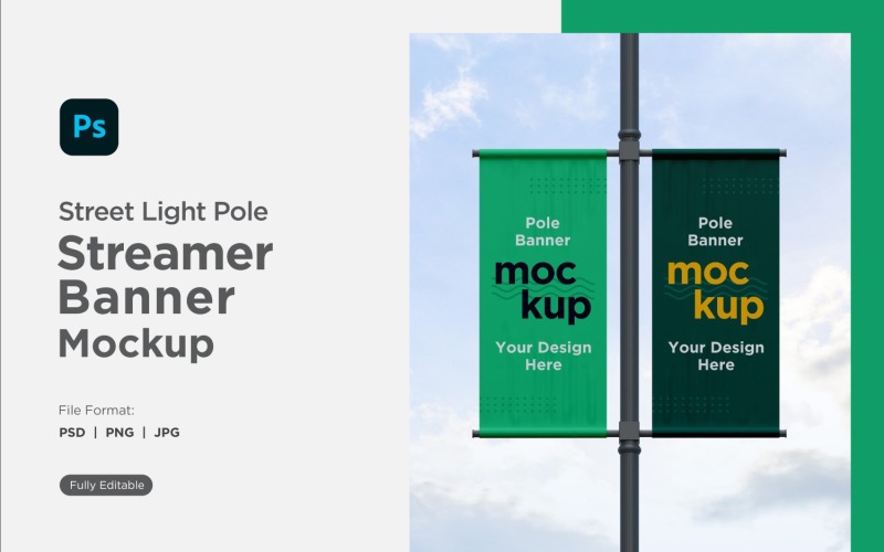 Double Pole Banner Mockup Front View V 99 Product Mockup