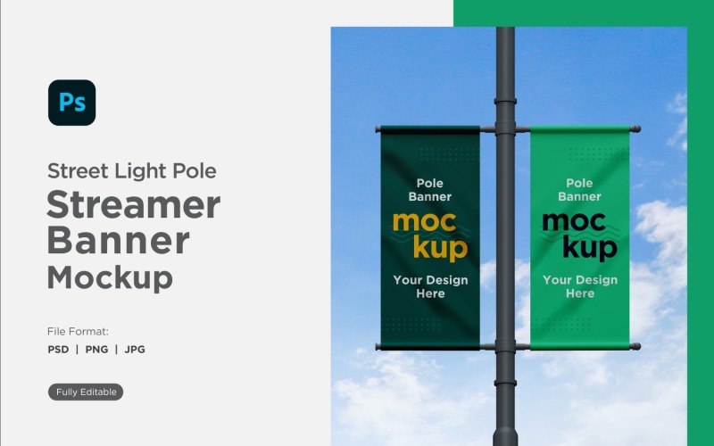 Double Pole Banner Mockup Front View V93 Product Mockup