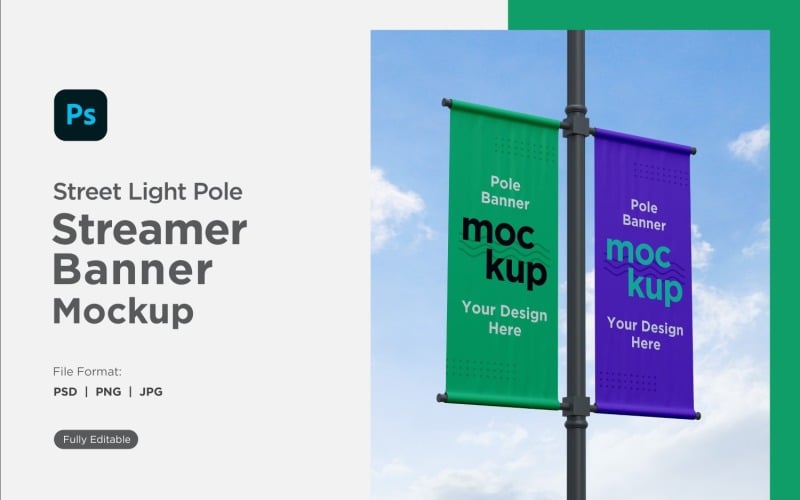 Double Pole Banner Mockup Side View V 100 Product Mockup