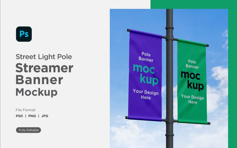 Double Pole Banner Mockup Side View V 94 Product Mockup