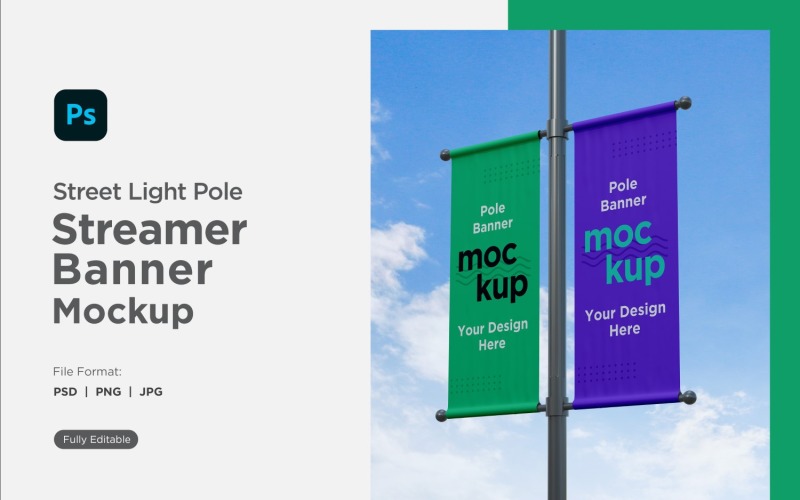 Double Pole Banner Mockup Side View V 98 Product Mockup
