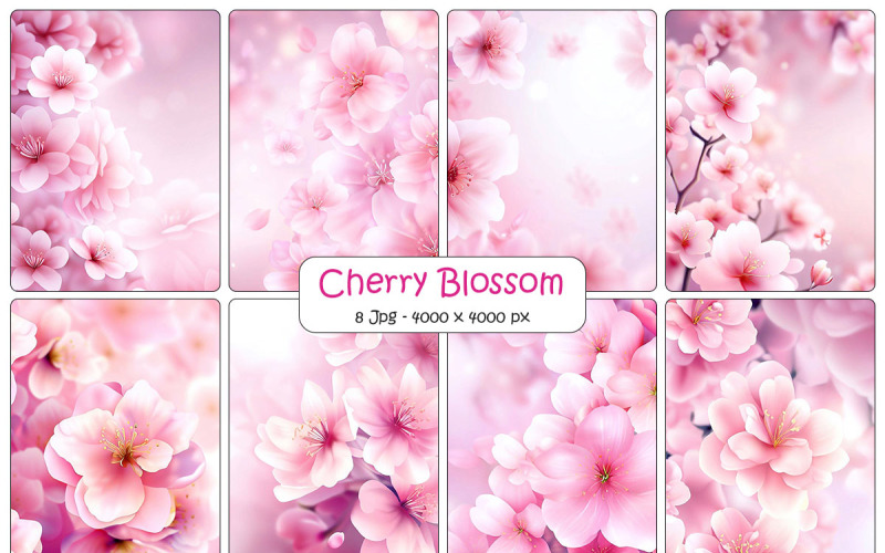 Pink sakura cherry blossom flower background and digital paper Background